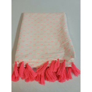 White and Pink Infinity Scarf With Pink Tassles Old Navy One Size